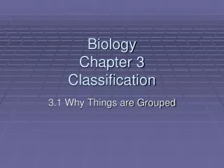 Biology Chapter 3 Classification