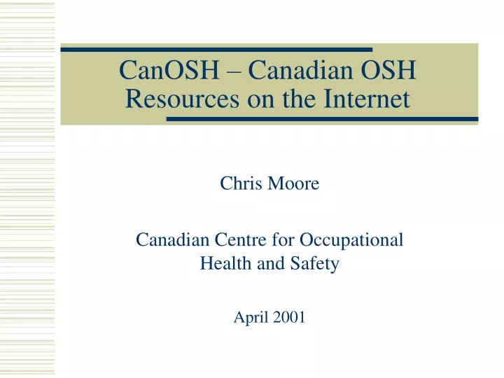 canosh canadian osh resources on the internet