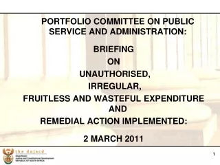 PORTFOLIO COMMITTEE ON PUBLIC SERVICE AND ADMINISTRATION:  BRIEFING  ON  UNAUTHORISED,