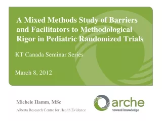 KT Canada Seminar Series March 8, 2012