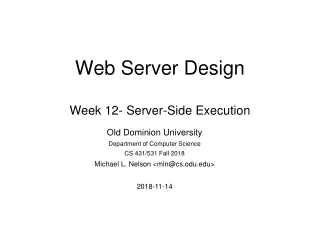Web Server Design Week 12- Server-Side Execution