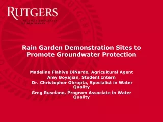 Rain Garden Demonstration Sites to Promote Groundwater Protection