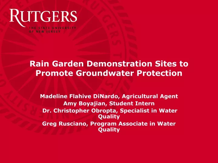 rain garden demonstration sites to promote groundwater protection