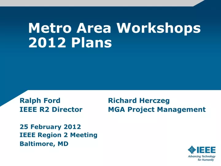 metro area workshops 2012 plans