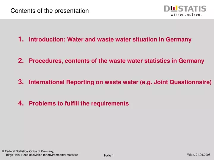 contents of the presentation