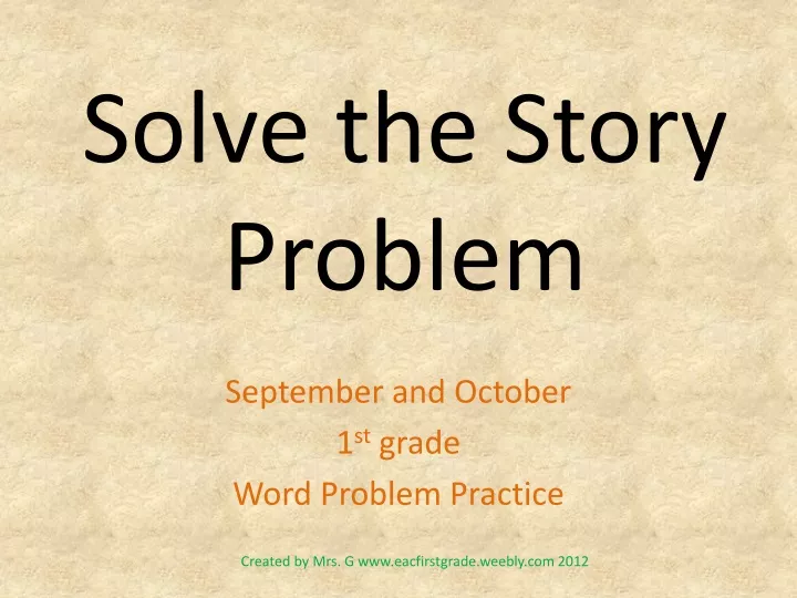 solve the story problem