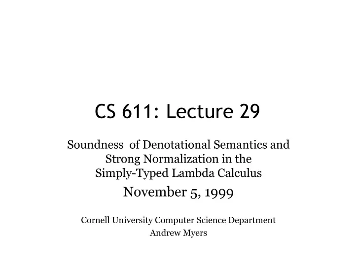 cs 611 lecture 29