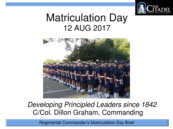 matriculation day 12 aug 2017