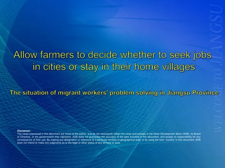 allow farmers to decide whether to seek jobs
