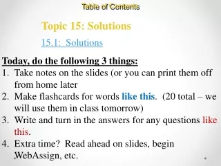 Topic 15: Solutions