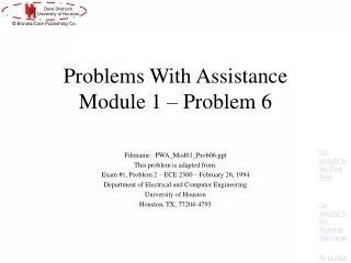 Problems With Assistance Module 1 – Problem 6