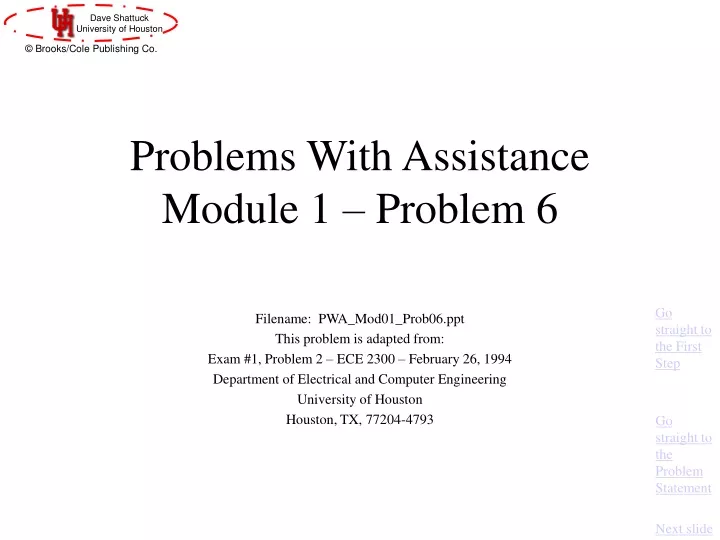 problems with assistance module 1 problem 6