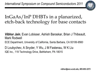 InGaAs/InP DHBTs in a planarized, etch-back technology for base contacts