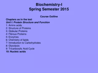 Biochemistry-I Spring Semester 2015