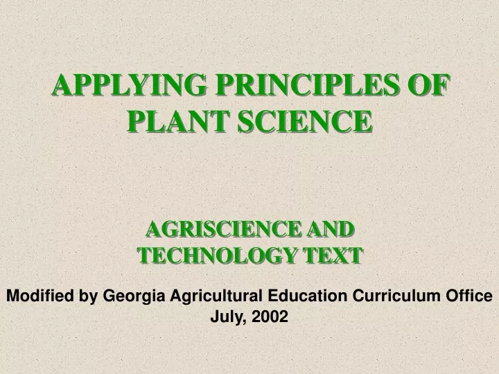 applying principles of plant science