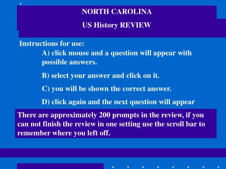 north carolina us history review