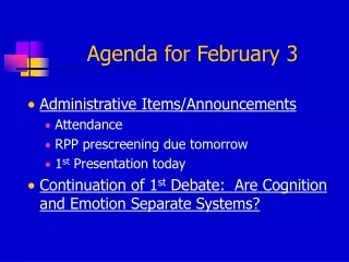 Agenda for February 3