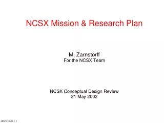 NCSX Mission