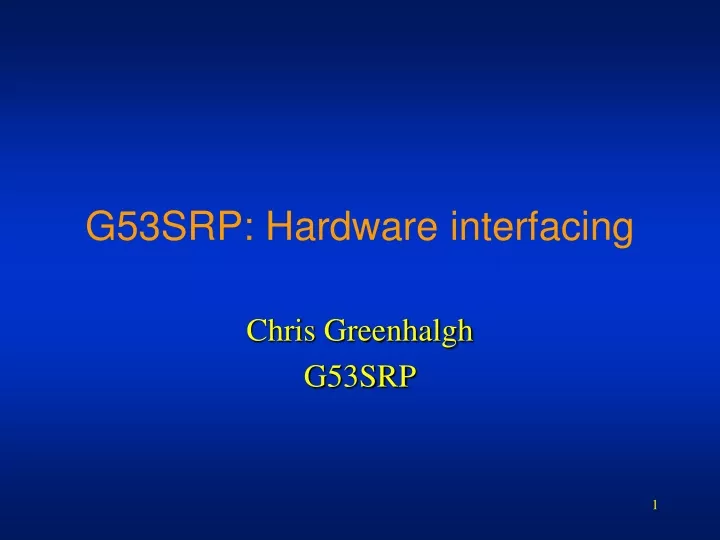 g53srp hardware interfacing
