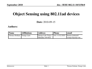 Object Sensing using 802.11ad devices