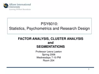 PSY6010:  Statistics, Psychometrics and Research Design