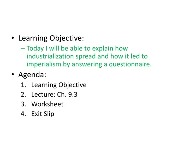 learning objective today i will be able