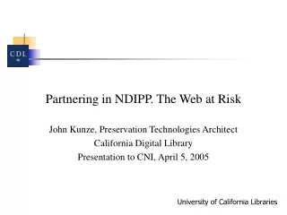 Partnering in NDIPP. The Web at Risk