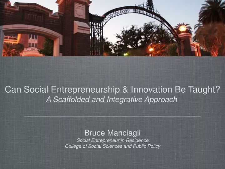 can social entrepreneurship innovation be taught