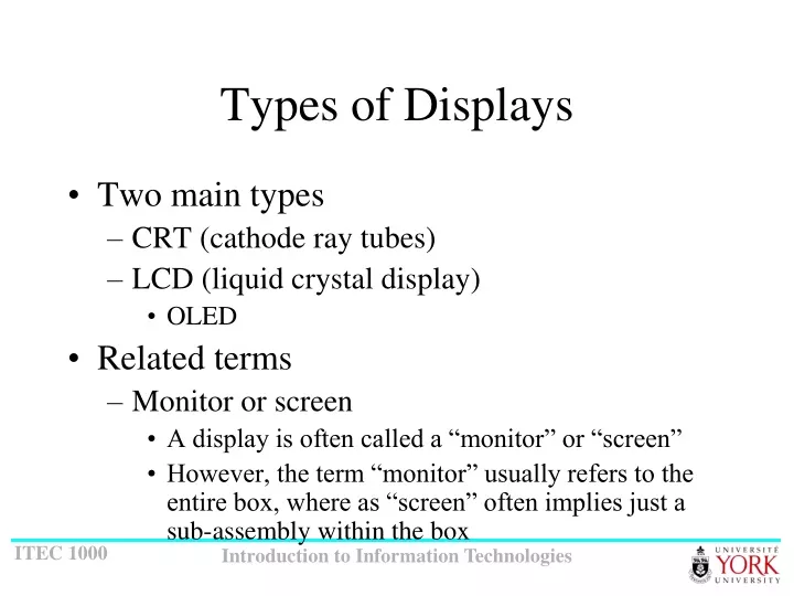 types of displays