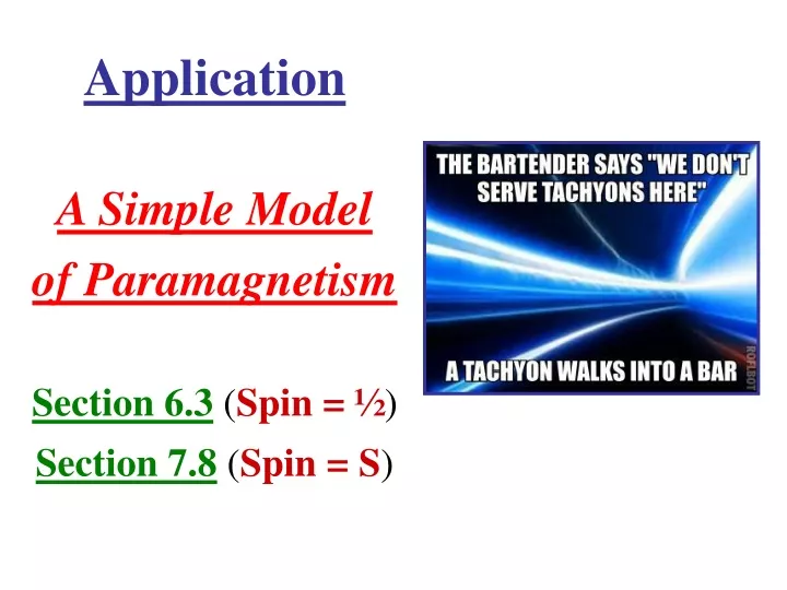 application a simple model of paramagnetism