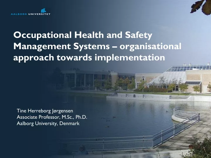 occupational health and safety management systems organisational approach towards implementation