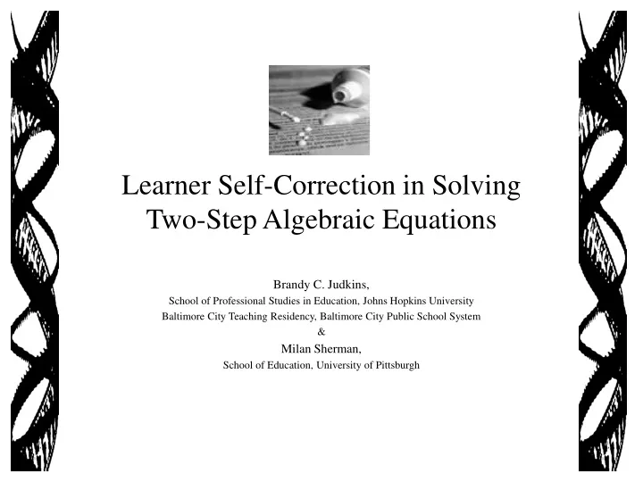 learner self correction in solving two step algebraic equations