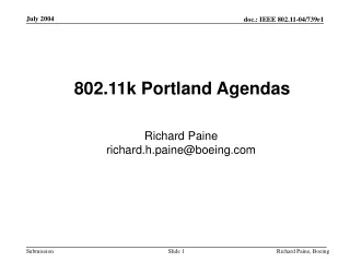 802.11k Portland Agendas