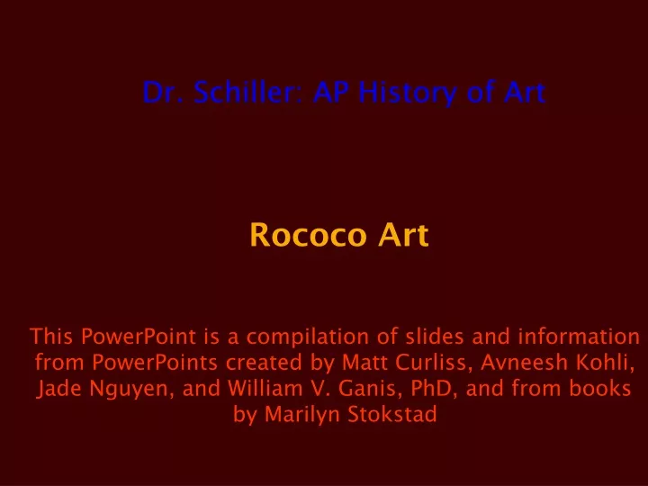 dr schiller ap history of art