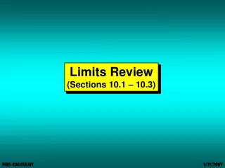 Limits Review (Sections 10.1 – 10.3)