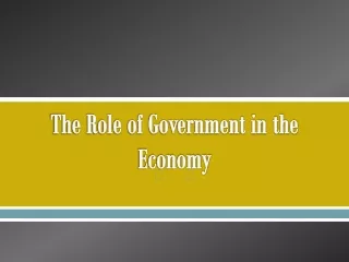 The Role of Government in the Economy