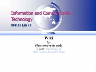 Information and Communication Technology 310101  Lab 13