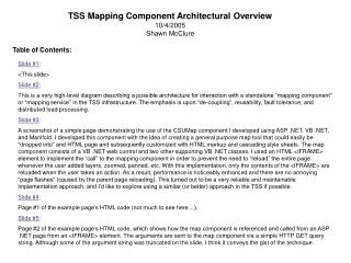 TSS Mapping Component Architectural Overview 10/4/2005 Shawn McClure