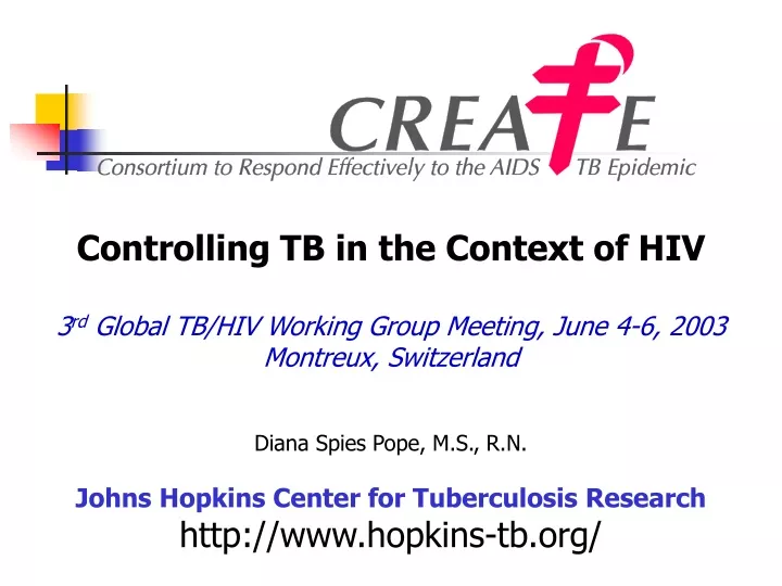controlling tb in the context of hiv 3 rd global