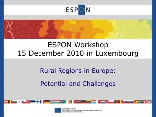 ESPON Workshop 15 December 2010 in Luxembourg
