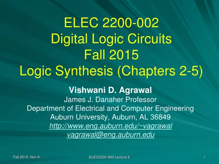 elec 2200 002 digital logic circuits fall 2015 logic synthesis chapters 2 5