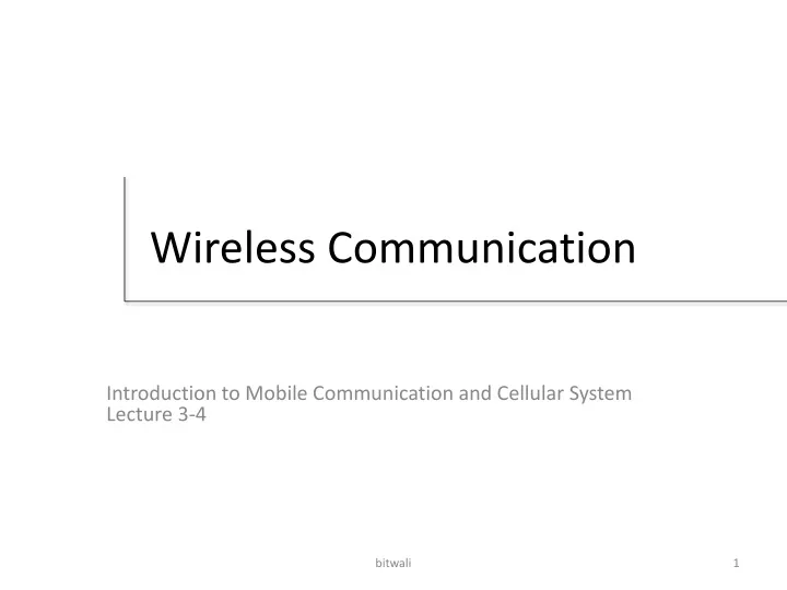 wireless communication