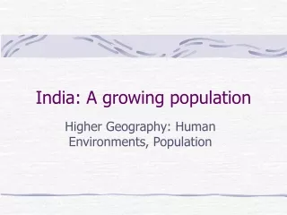 India: A growing population
