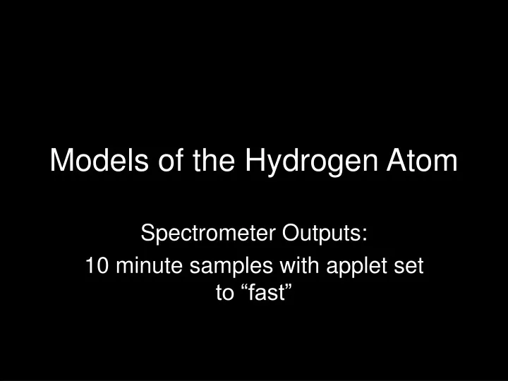 models of the hydrogen atom