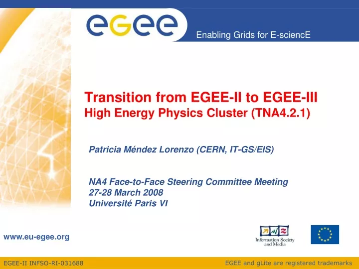 transition from egee ii to egee iii high energy physics cluster tna4 2 1