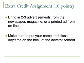 Extra Credit Assignment (10 points)