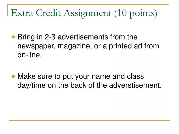 extra credit assignment 10 points