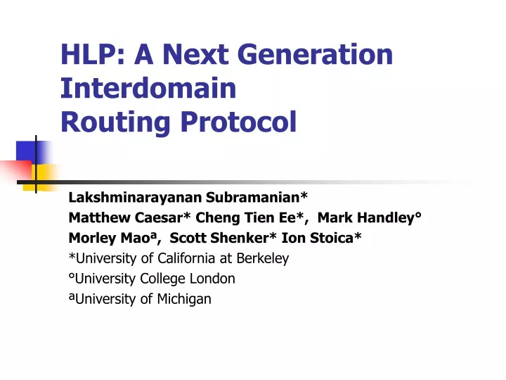 hlp a next generation interdomain routing protocol