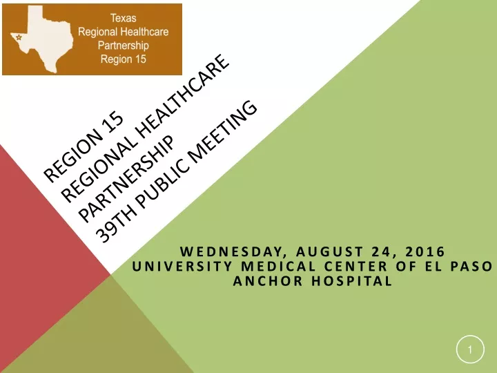 region 15 regional healthcare partnership 39th public meeting