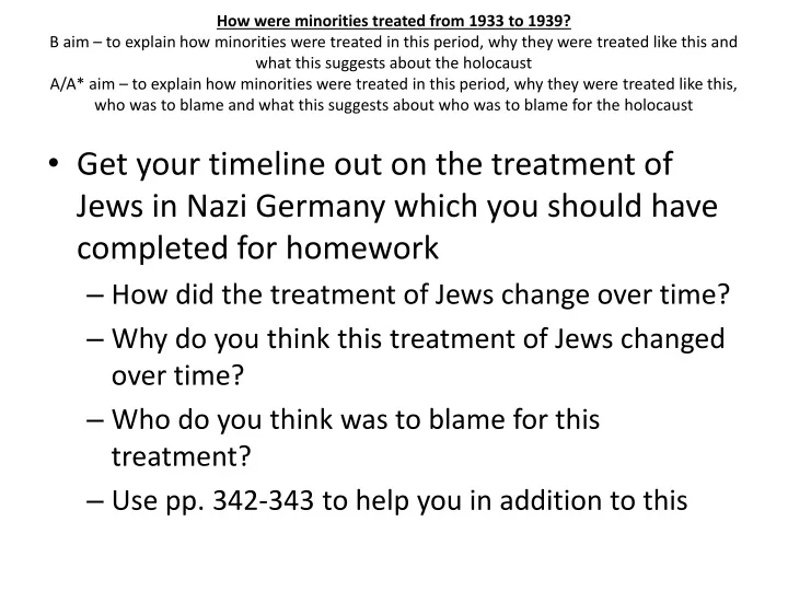 how were minorities treated from 1933 to 1939